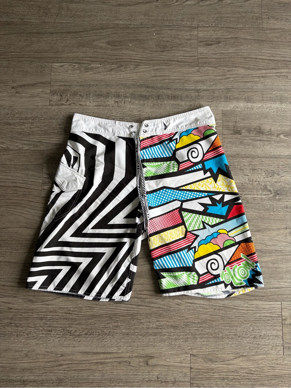 Volcom Colorblock Graphic Board Shorts - Black & Multicolor